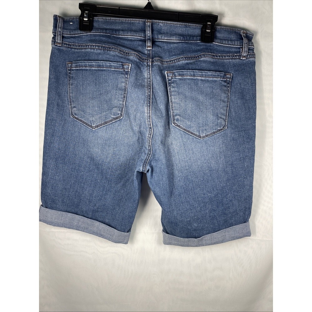 Ann Taylor Loft Jean Shorts Womens Size 12 Modern Cut Medium Wash Cuffed Stretch - Picture 9 of 14